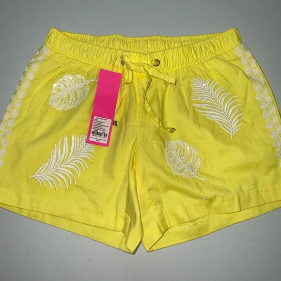 Lilly Pulitzer NWT 5" Katia Emb Shorts Watch Hill Yellow Fiesta Size XXS - Picture 4 of 16